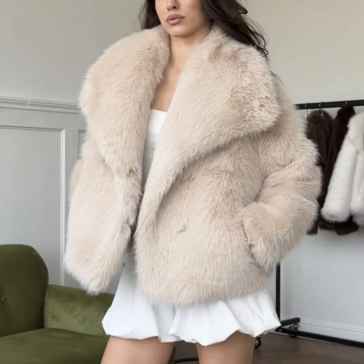 Eco Fur Coat “Latte Cloud”