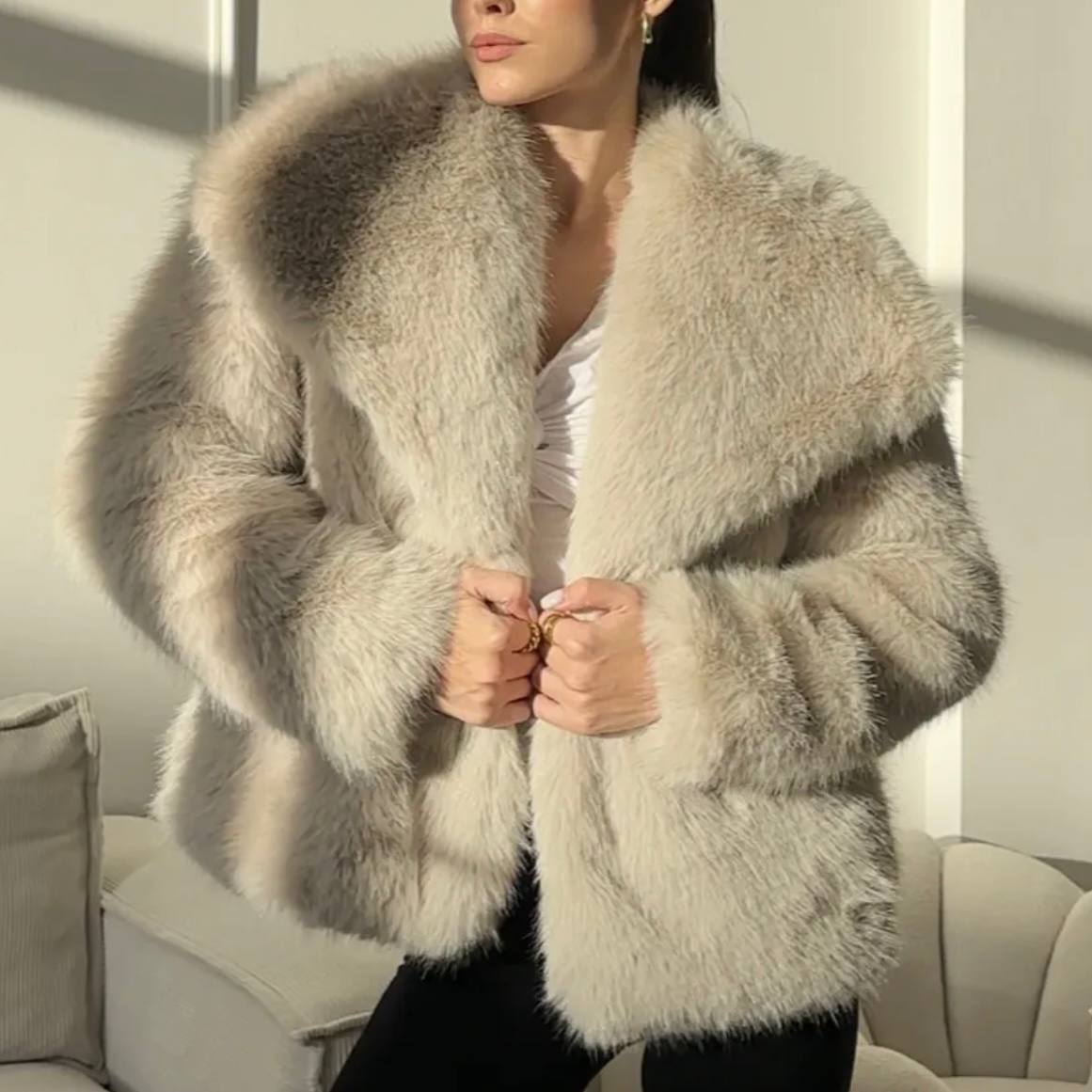 Eco Fur Coat “Caramel Cozy”